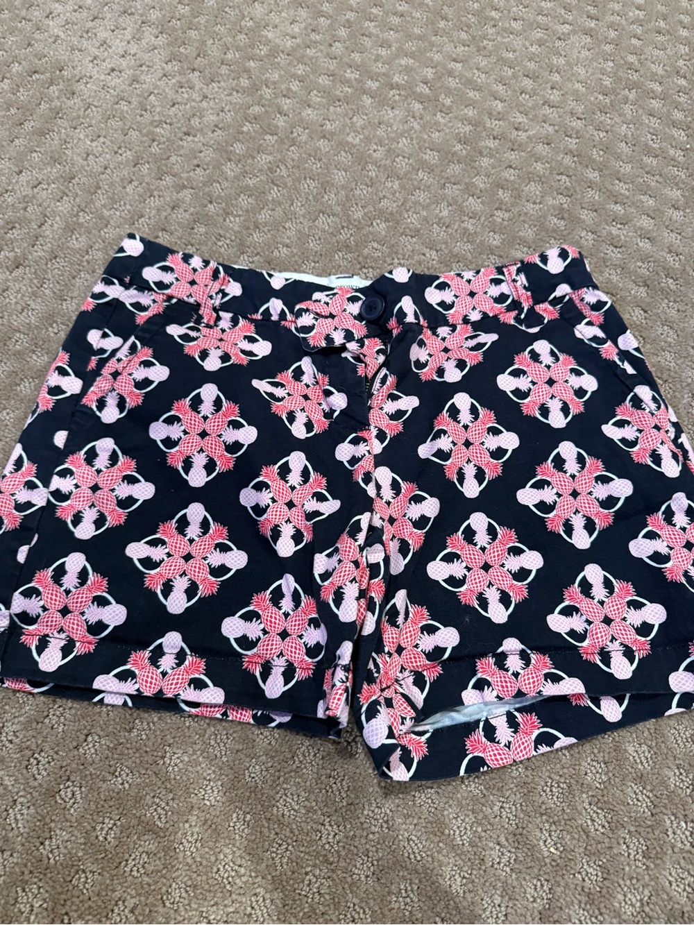 Women’s Navy Blue Floral Print Shorts - Pink Pattern